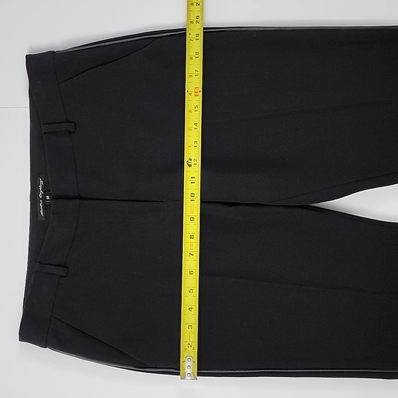 Sandra Angelozzi Women's Black Tapered Dress Pants Faux Leather Piping Size 38 - Picture 14 of 16